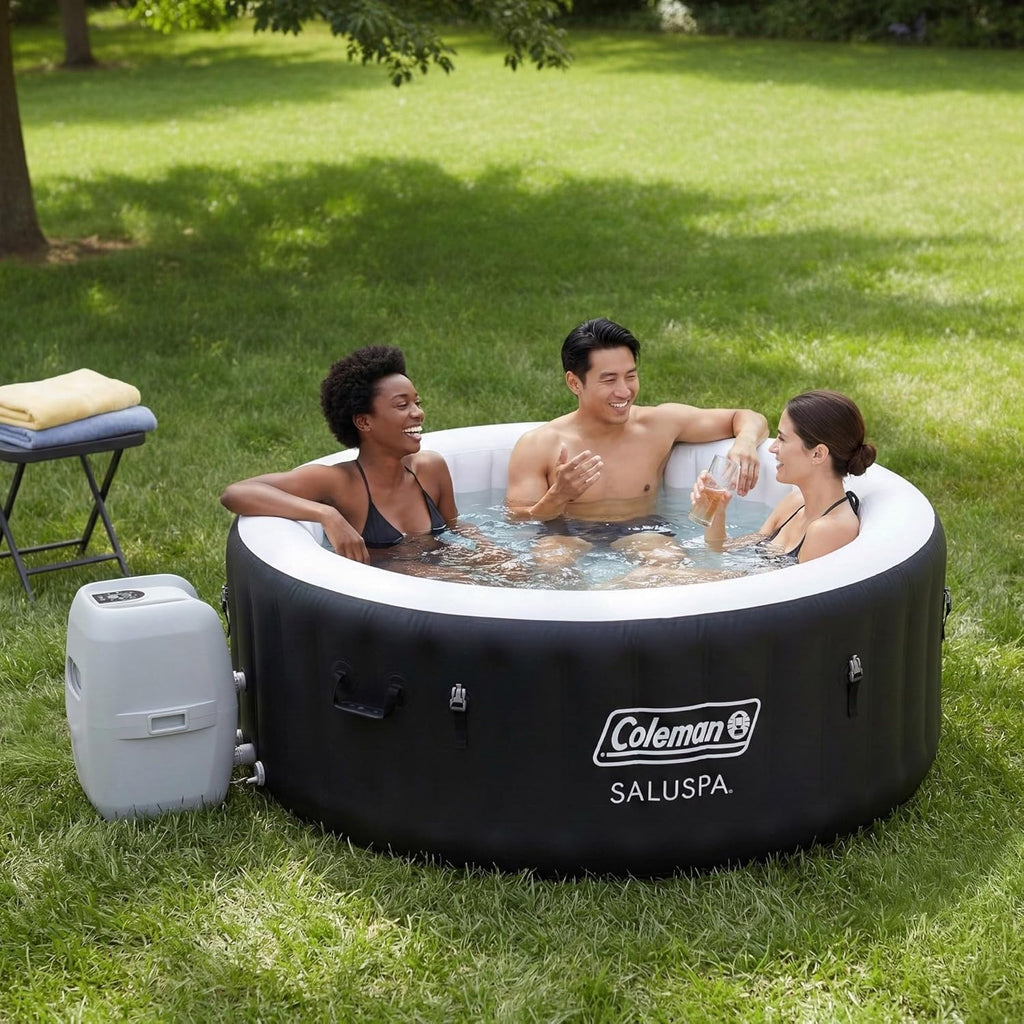 SaluSpa Miami Energy-Efficient AirJet 2-4 Person Inflatable Hot Tub | Smart Portable Outdoor Spa with Built-in