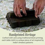 CPC Block Print Tablecloth Agate Green 90"x60" Rectangular 100% Cotton Reusable Table Cover, Everyda