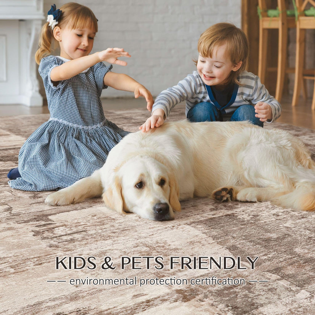 Abstract Area Rugs : Washable Rugs Brown