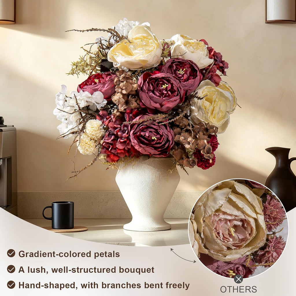 Packs Peonies Artificial Flowers 23 Stems Artificial Peonies Bouquets Silk Faux Peonies Flowers for Arrangements - Set of 20