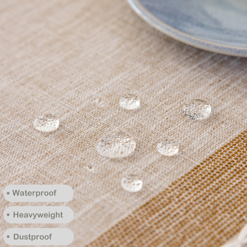 Waterproof Cotton Linen Washable Round Tablecloth 52 Inch Coffee