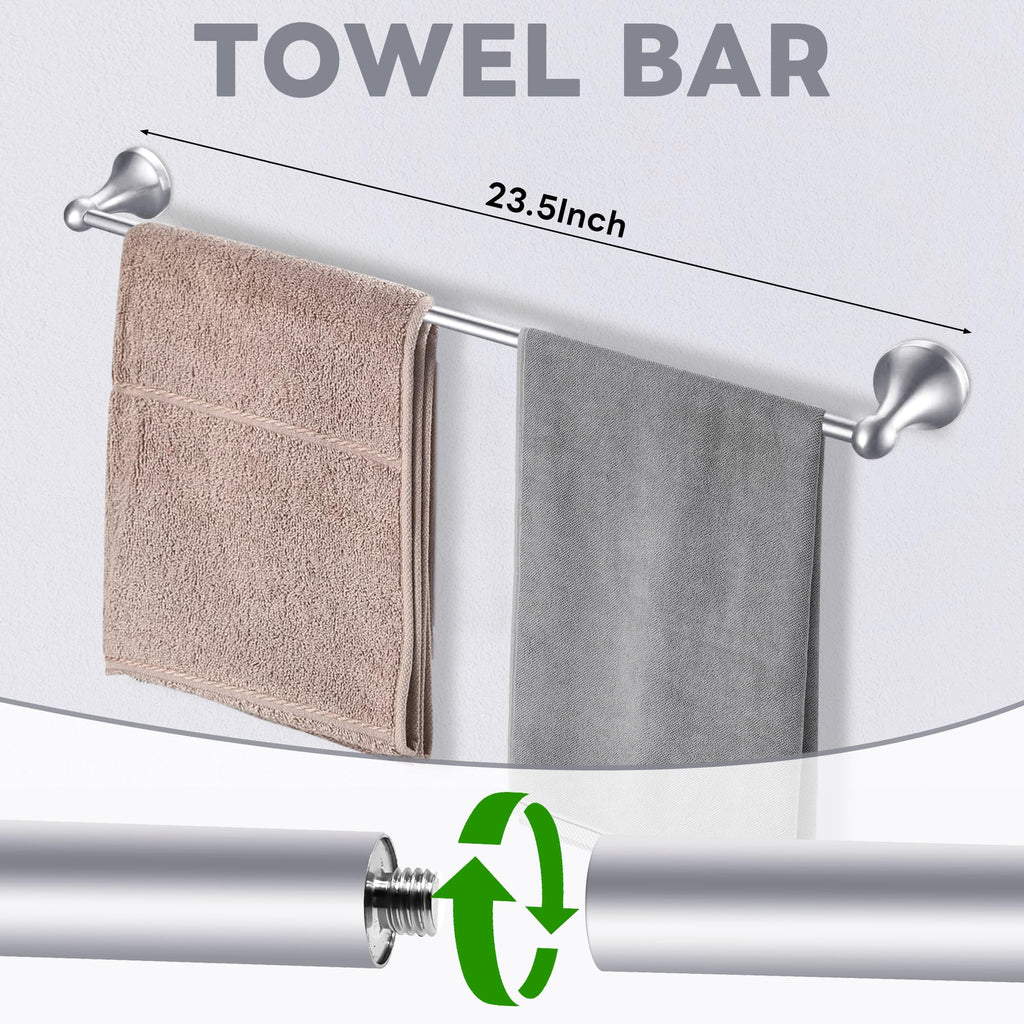 Brushed Nickel Bathroom Hardware Set Wall Mounted Brushed Nickel Accessories Set 4 Pieces Bathroom Hardware Set, 23.6