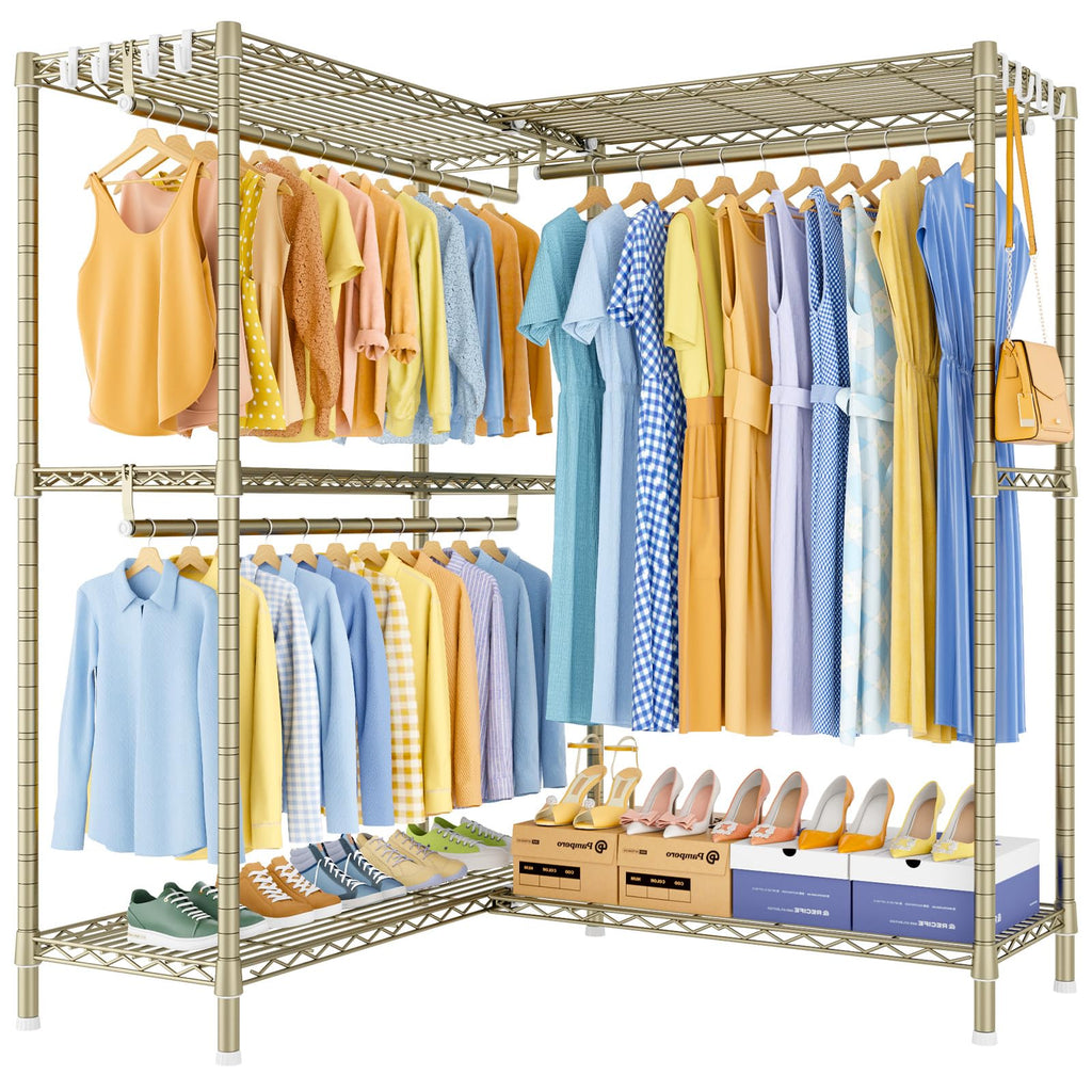 E15 Pro Garment Rack L Shaped Clothes Rack for Corner,Freestanding Clothing Racks for Hanging Clothes,Heavy Duty