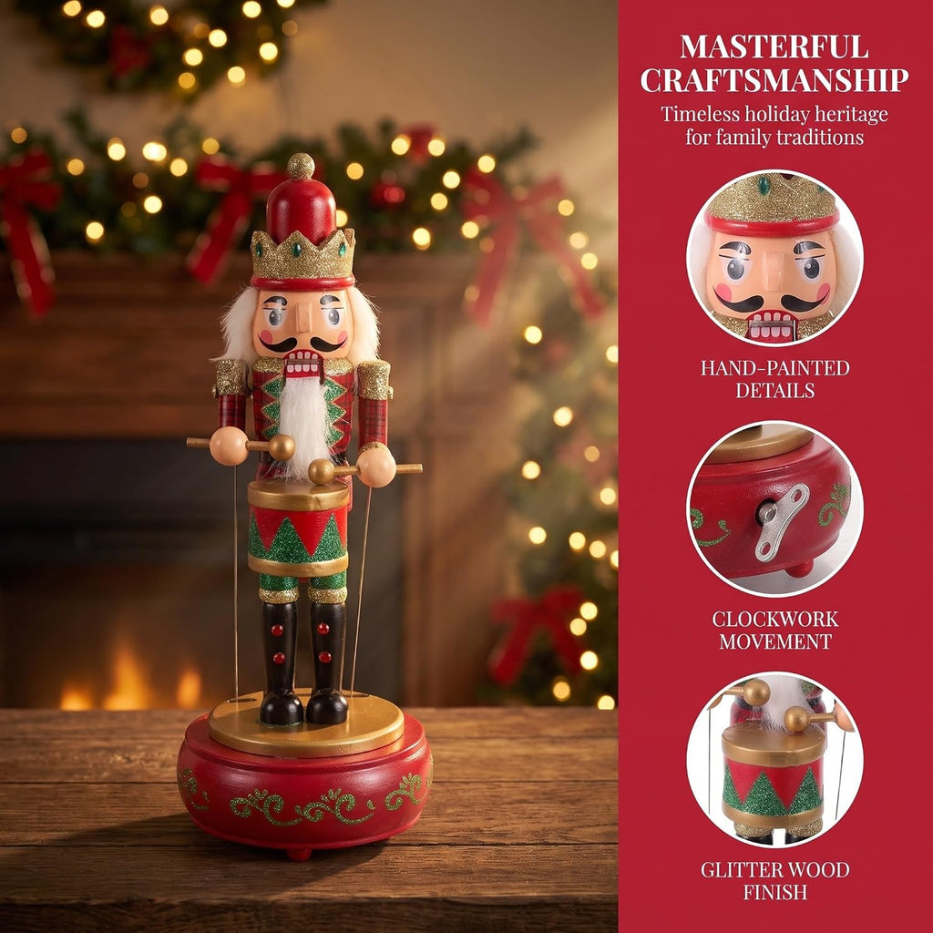 Wooden Nutcracker Figurine Retro Music Box Christmas Decoration