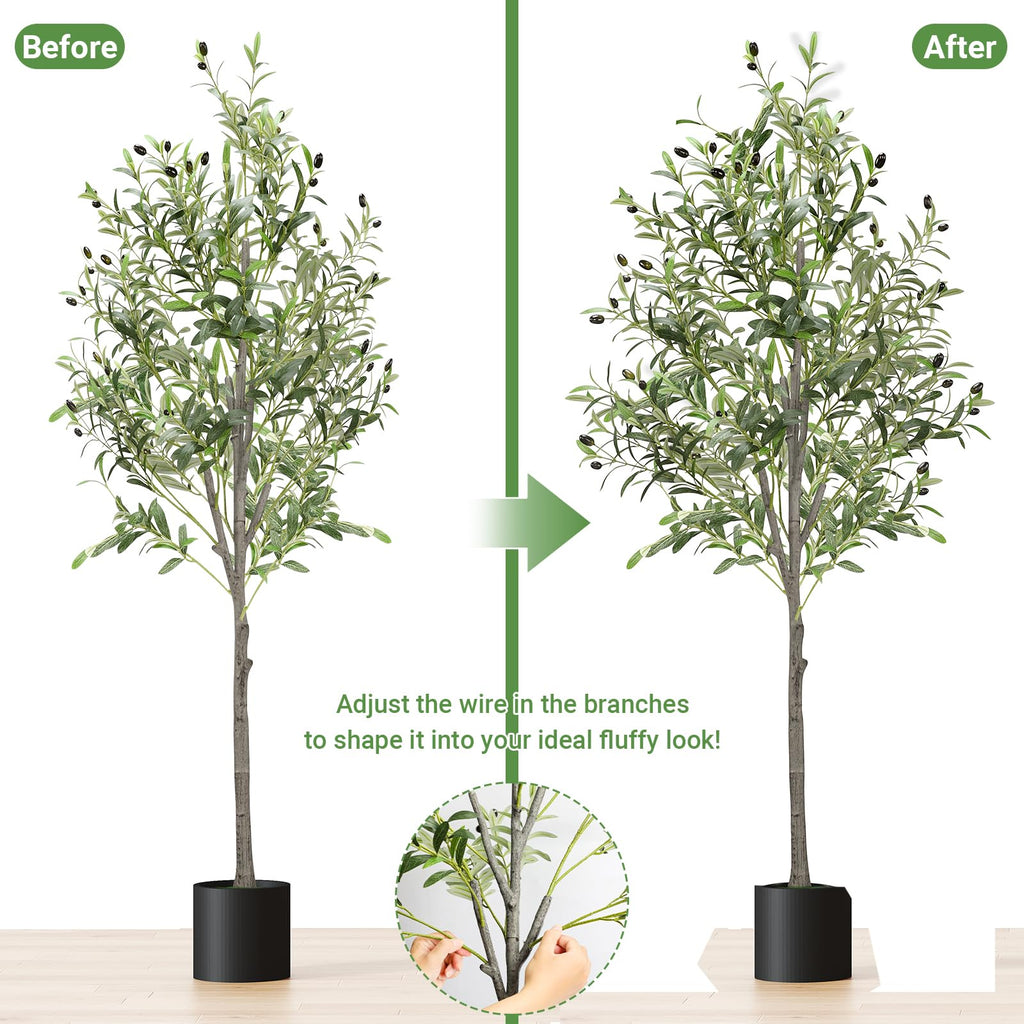 5FT Olive Tree Artificial, 150cm Faux Olive Tree with Lifelike Olive Leaves & Stable Cement Weight Thickened Bottom