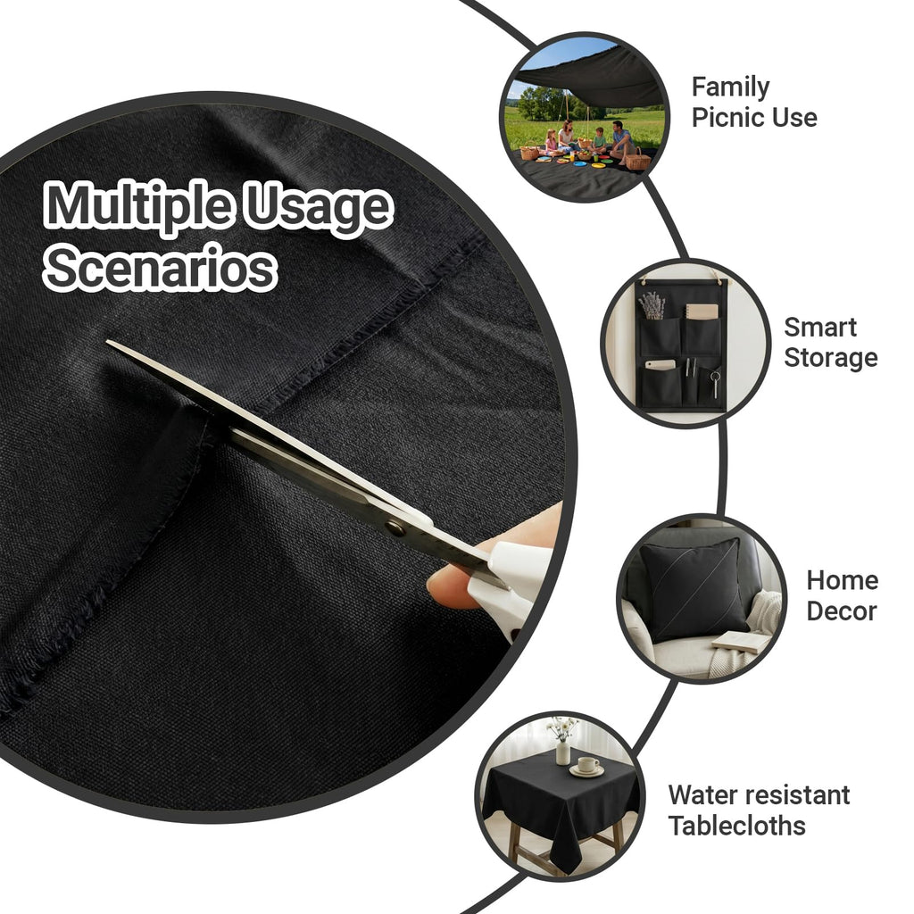 Black Water Resistant Canvas Fabric, 10 Yards, 59 Inch Wide