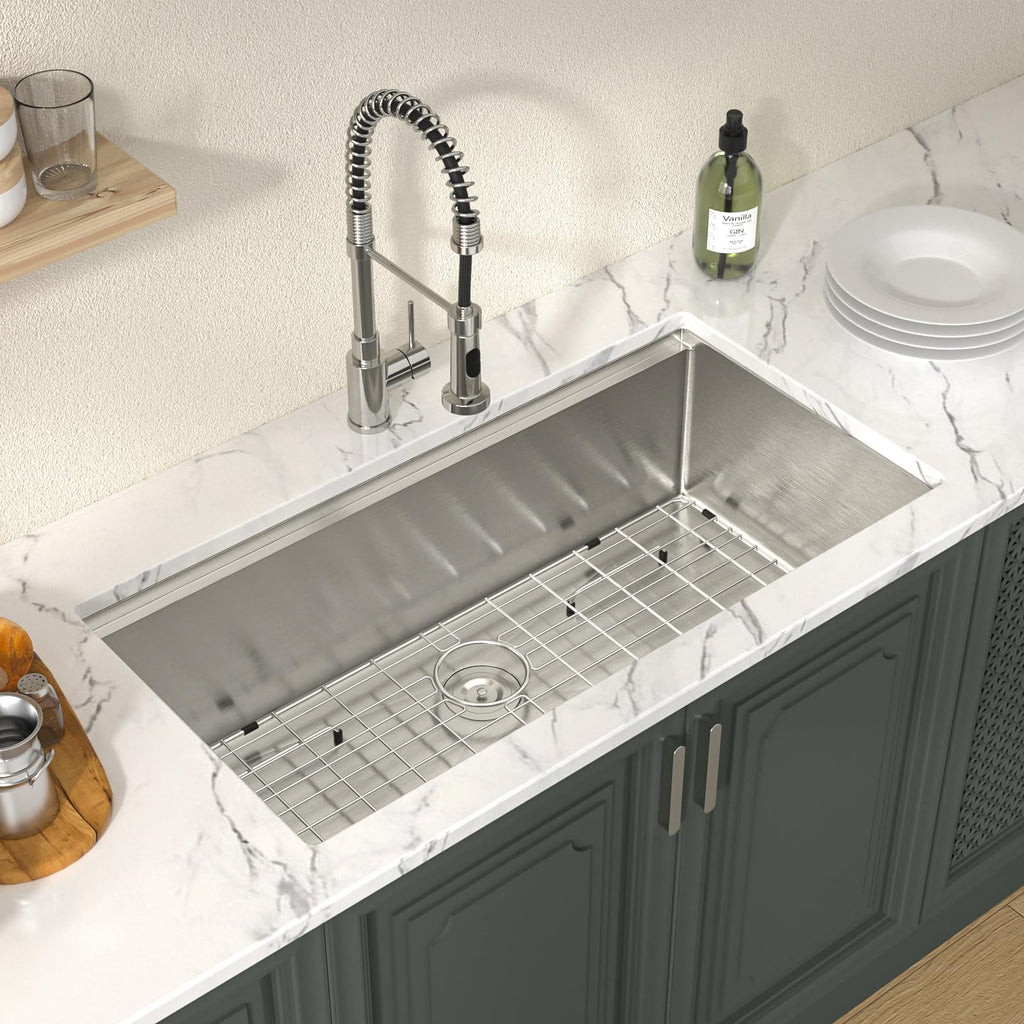 36 Inch Undermount Kitchen Sink Stainless Steel 16 Gauge Workstation Single Bowl Handmade Kitchen Sinks Basin Under