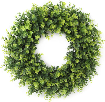 26'' Boxwood Wreath for Front Door, Artificial Boxwood Leaves Wreath for Spring and Summer, Indoor Outdoor Wall