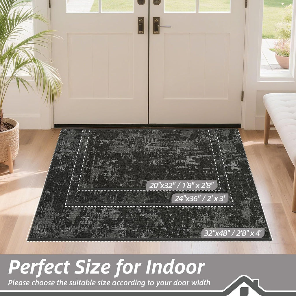 Door Mat Indoor Entrance Dirt Trapper Washable, 24x36in, Dark Grey | Dirt & Moisture Trap Absorbent, Non-Slip TPR