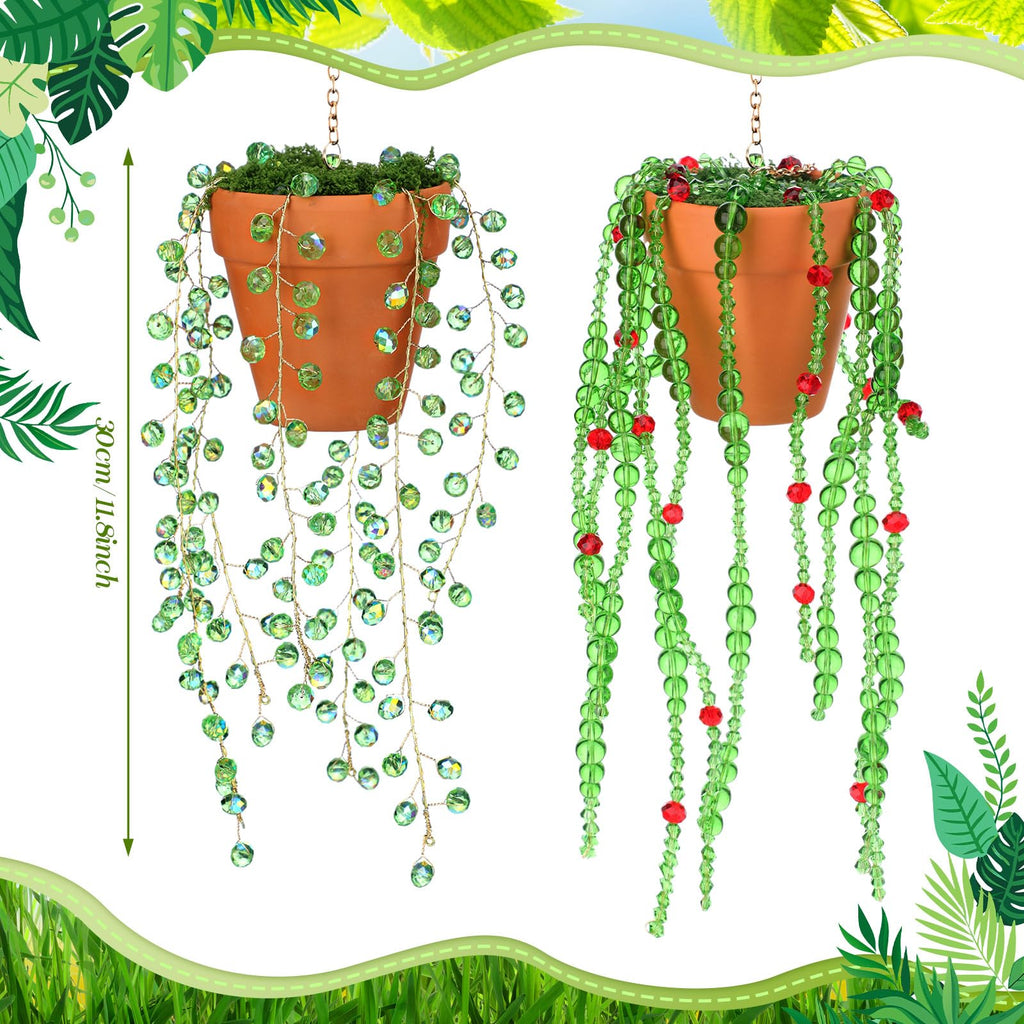 2 Pcs Beaded Plant Suncatcher Glass Leaf Plant Gifts, Novel