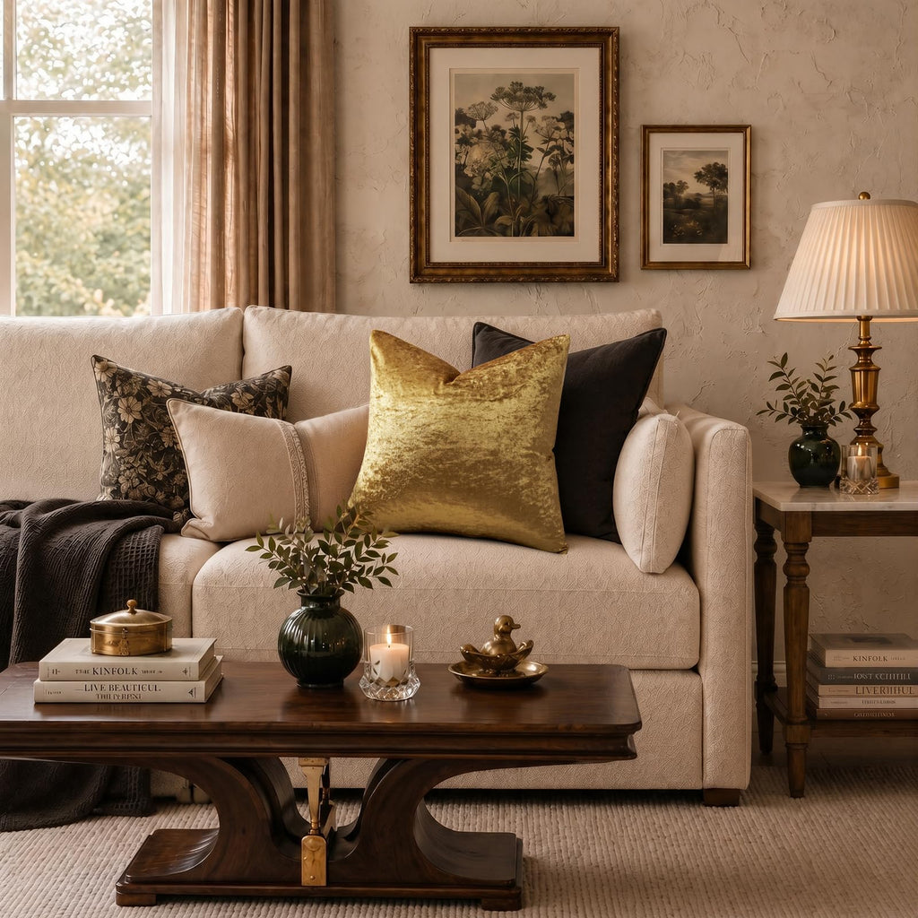 Crushed Gold Velvet Throw Pillow Covers 20x20 Pack of 2