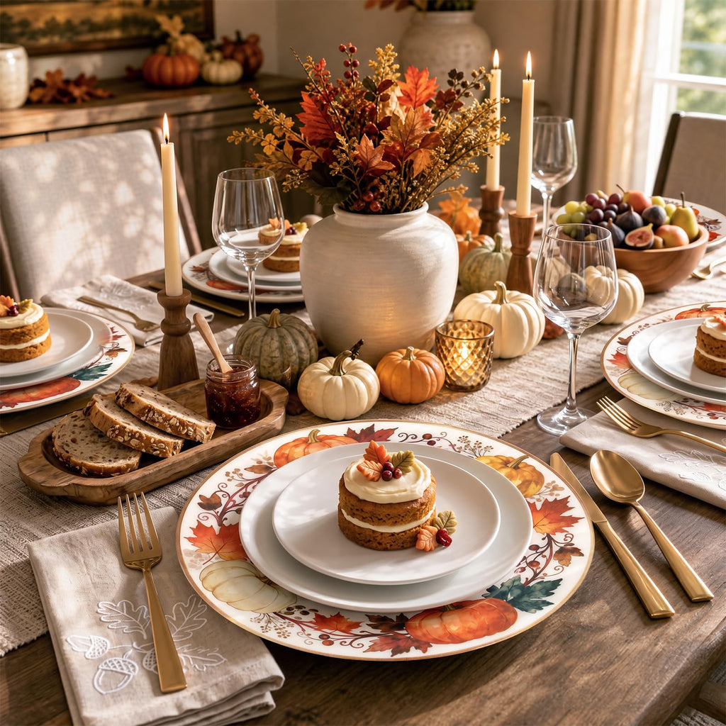 12PCS Thanksgiving Charger Plates 12Inch Fall Plastic Plates for Dinner
