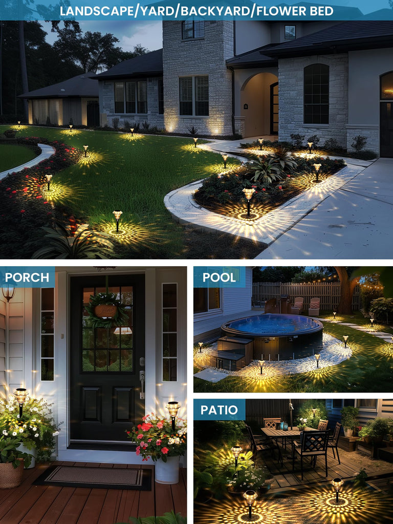 Solar Pathway Lights, Waterproof Fall Garden Decor 6 Pack Warm White