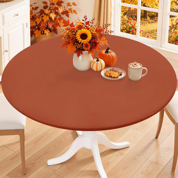 36"-44" Round Fitted Tablecloth, Waterproof Plastic Table Cover