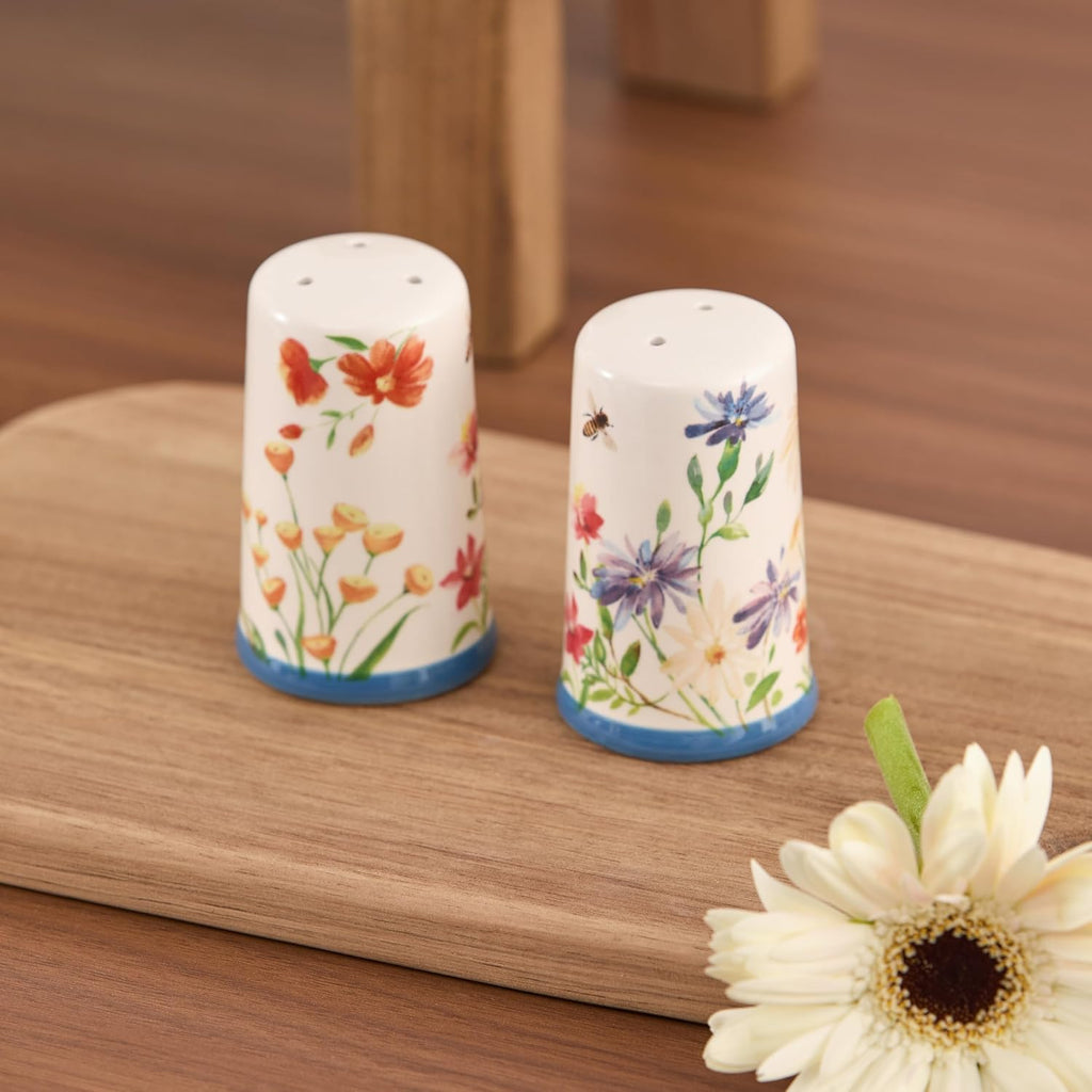 Summer Provence Ceramic Salt & Pepper Shaker Set or Decor, Dishwasher Safe - Set of 2
