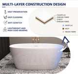 59" Acrylic Free Standing Tub, Stand Alone Tub, Freestanding Bathtub, Soaking Bathtub, cUPC Certified, YL(Glossy White)