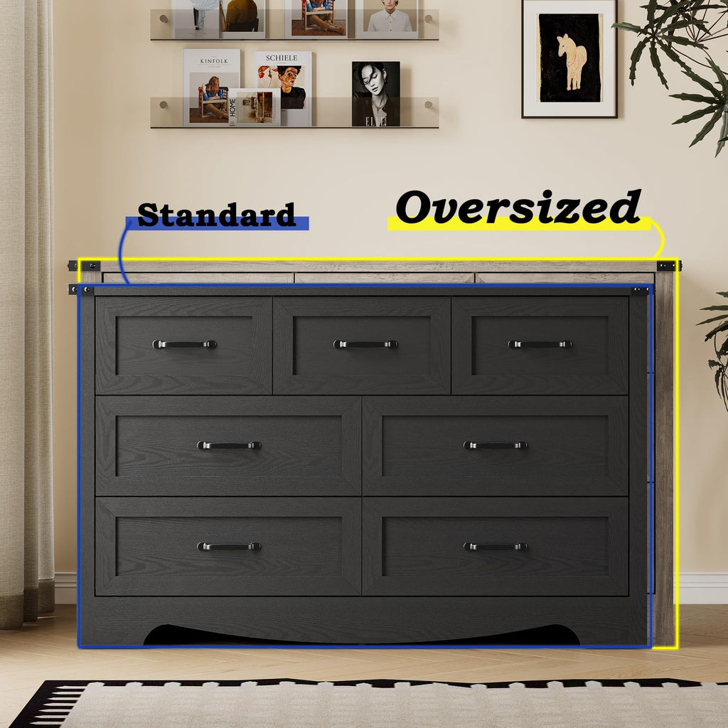 7-Drawer Dresser, Modern Wooden Chest of Drawers with Metal Handles, Anti-Tipping Design, Sturdy and Stable Storage