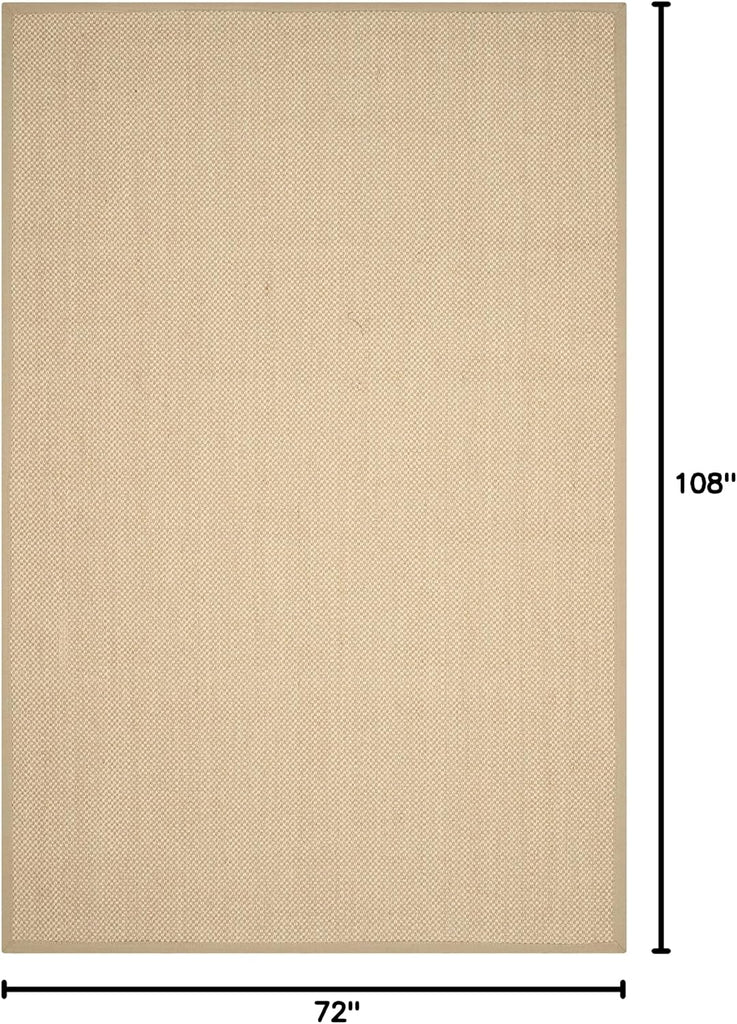 Area Rug 6x9 - Natural Fiber Collection - Maize & Linen Color, Sisal, Woven Design with Border (NF141B)