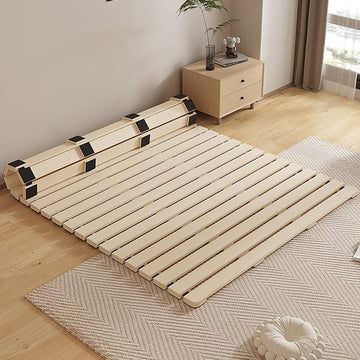 Folding Bed Frame, Wood Roll Slats, Tatami Bed Frame, Floor Mattress