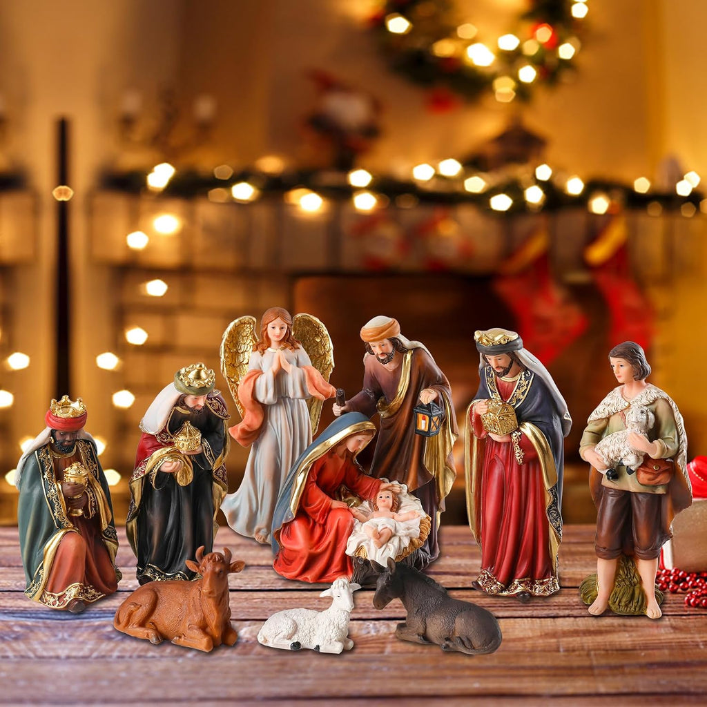 Nativity Set for 11 Pcs, 7.6" Christmas Nativity Scene Holy Family Set Resin Figurines Collectible for Holiday