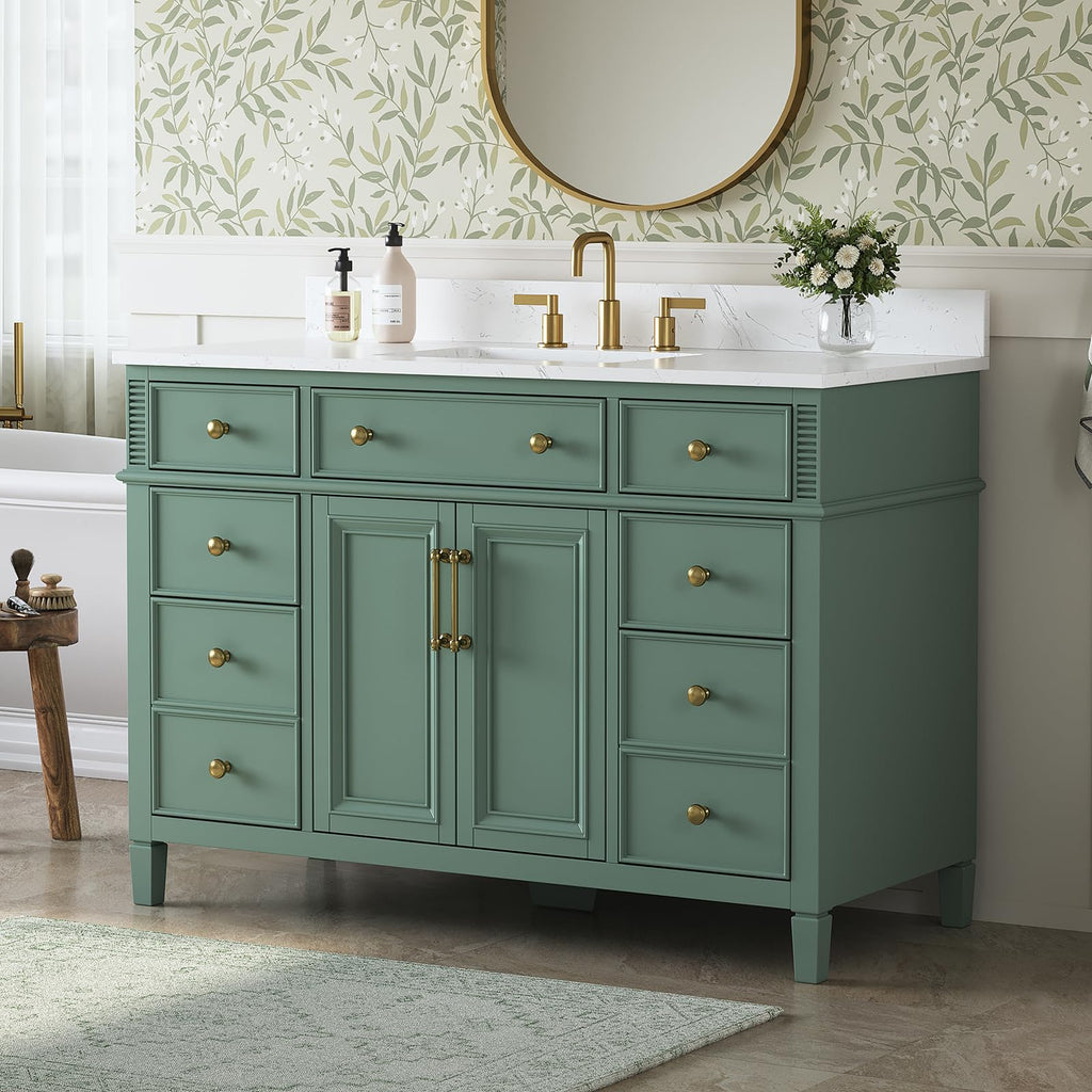 48" Bathroom Vanity with Sink, Fully Assembled, Sea Green