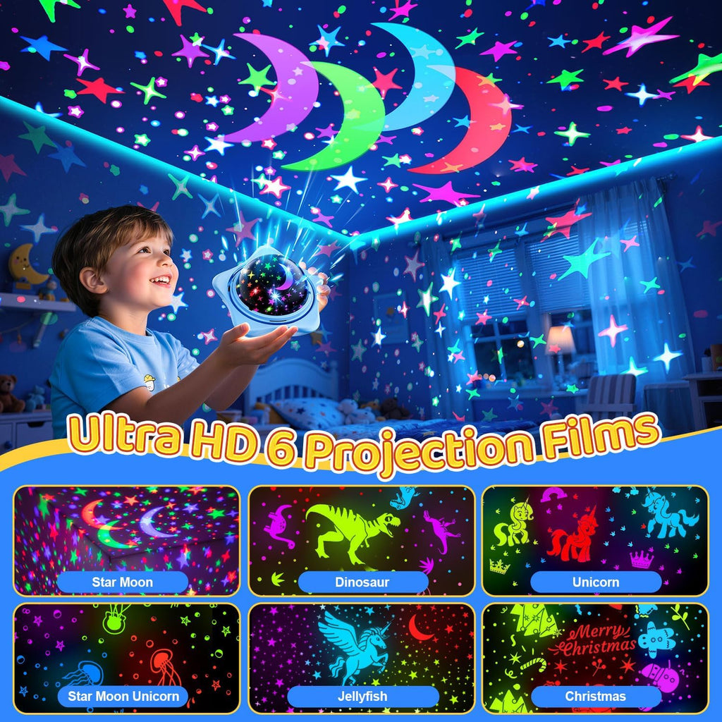Night Light for Kids Sensory Toys, 6 Films Star Projector Light