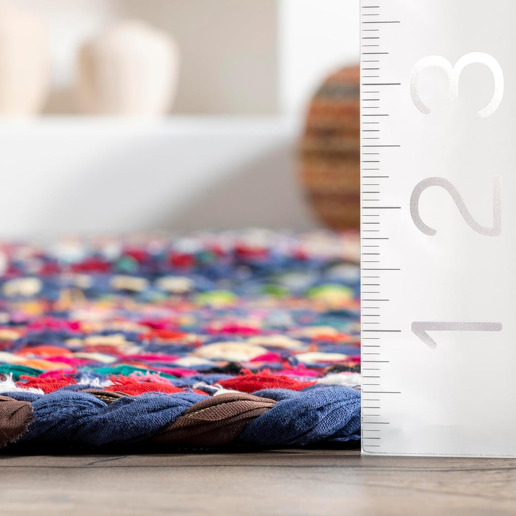 Tammara Blue Multicolor Ombre Braided Area Rug, Oval 4' x 6'