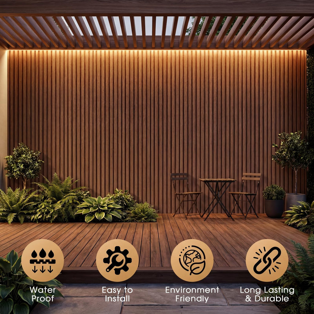 WPC Acoustic Slat Wall Panels 8-Pack 96'' x 6'' (Cover Approx.32 sq.ft)
