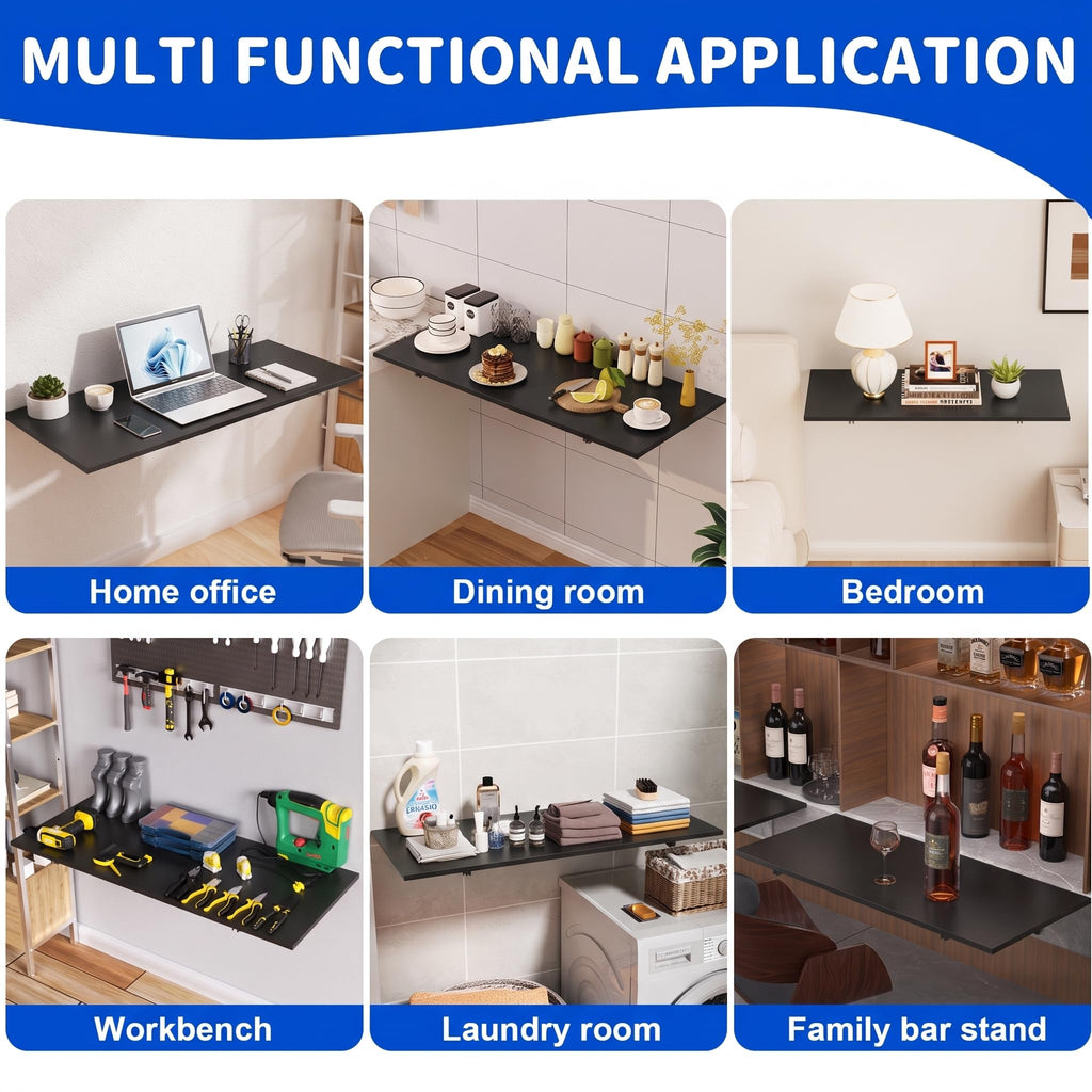 Wall Mounted Folding Table, Fold Down Desk Laundry Folding Table Wall Mounted for Laundry Room/Home Kitchen, Length