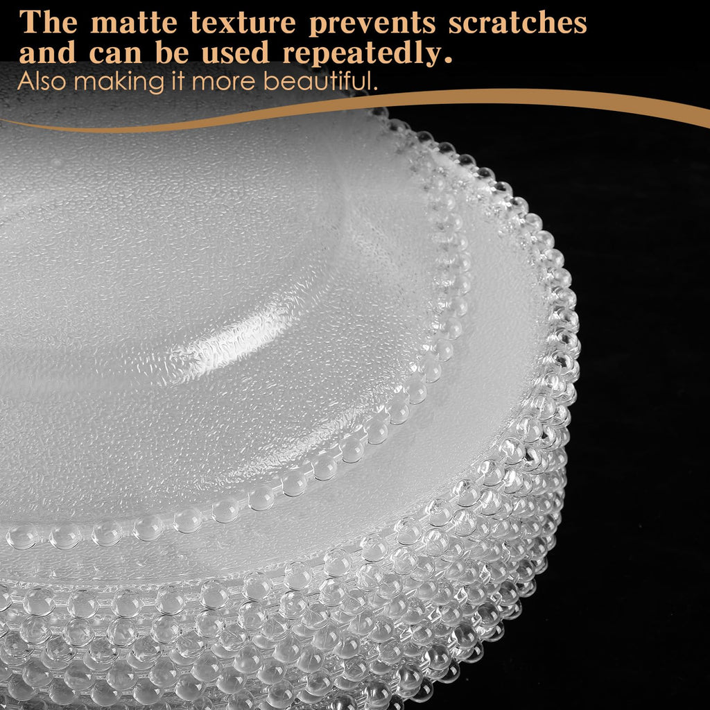 100 Pack Clear Charger Plates 13" Beaded Round, Clear, Beads