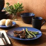 Soho Lounge Round Reactive Glaze Stoneware Dinnerware Set, Service for 4 (16pc), Blue, Soho Round