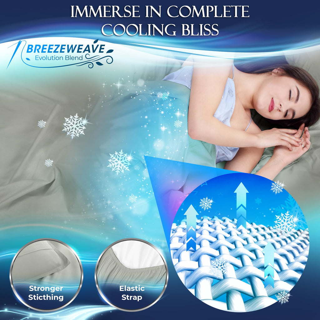 Cooling Bed Sheets Twin Set 3pcs - Luxurious & Ultra-Soft Twin Size Cooling Sheets for Hot Sleepers - Comfortable