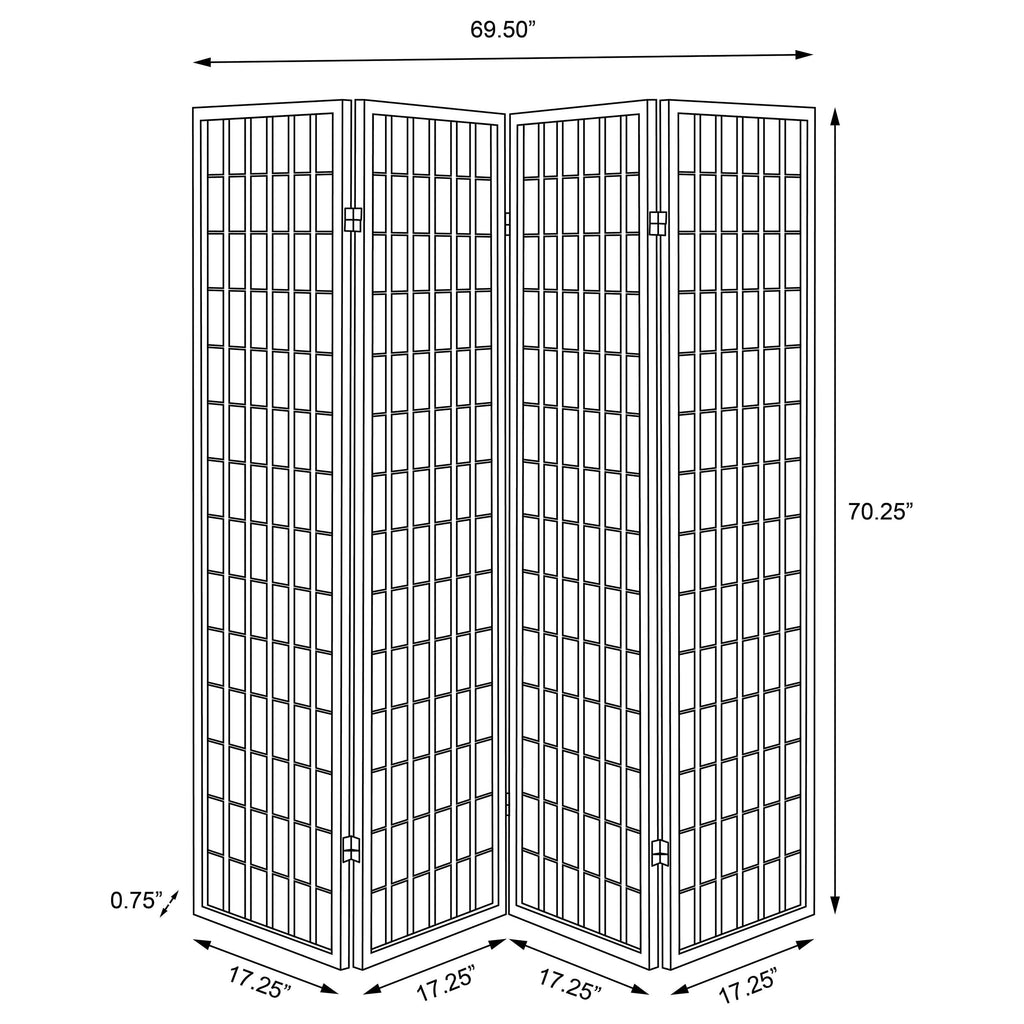 Roberto 70-Inch Living Room Four-Panel Room Divider, Black 4624