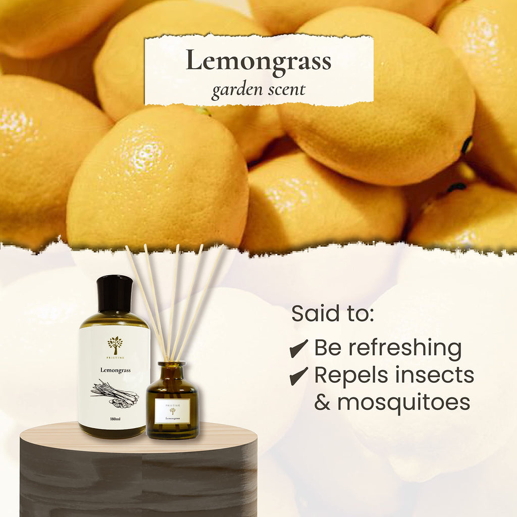 Lemongrass Reed Diffusers | Fresh Lemongrass & Citronella Room Fragrance, Oil & Room Diffusers with Reeds Stick