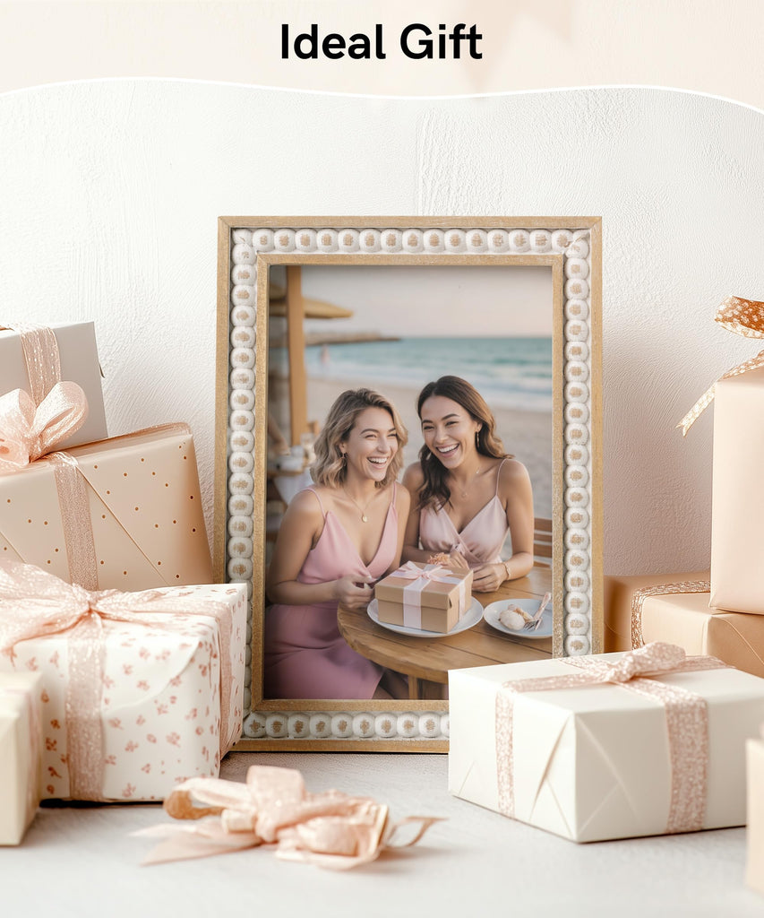 Boho 4x6 Picture Frame Distressed White Wood Photo Frame