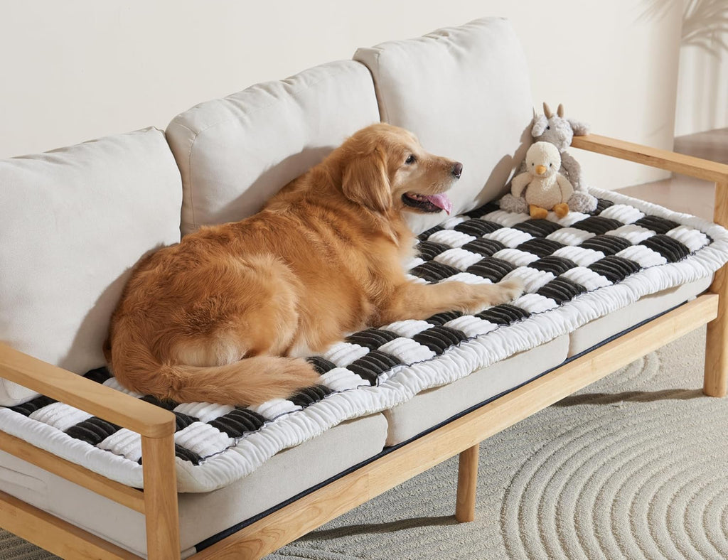 Checkered Couch Cover, Couch Covers For Dogs Washable Non-Slip, Black