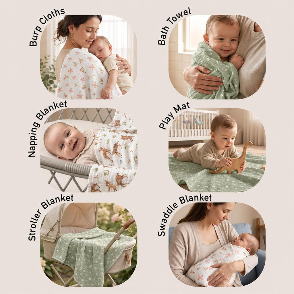 Muslin Swaddle Blankets 4Pk Receiving Blanket Large 35" x 40"