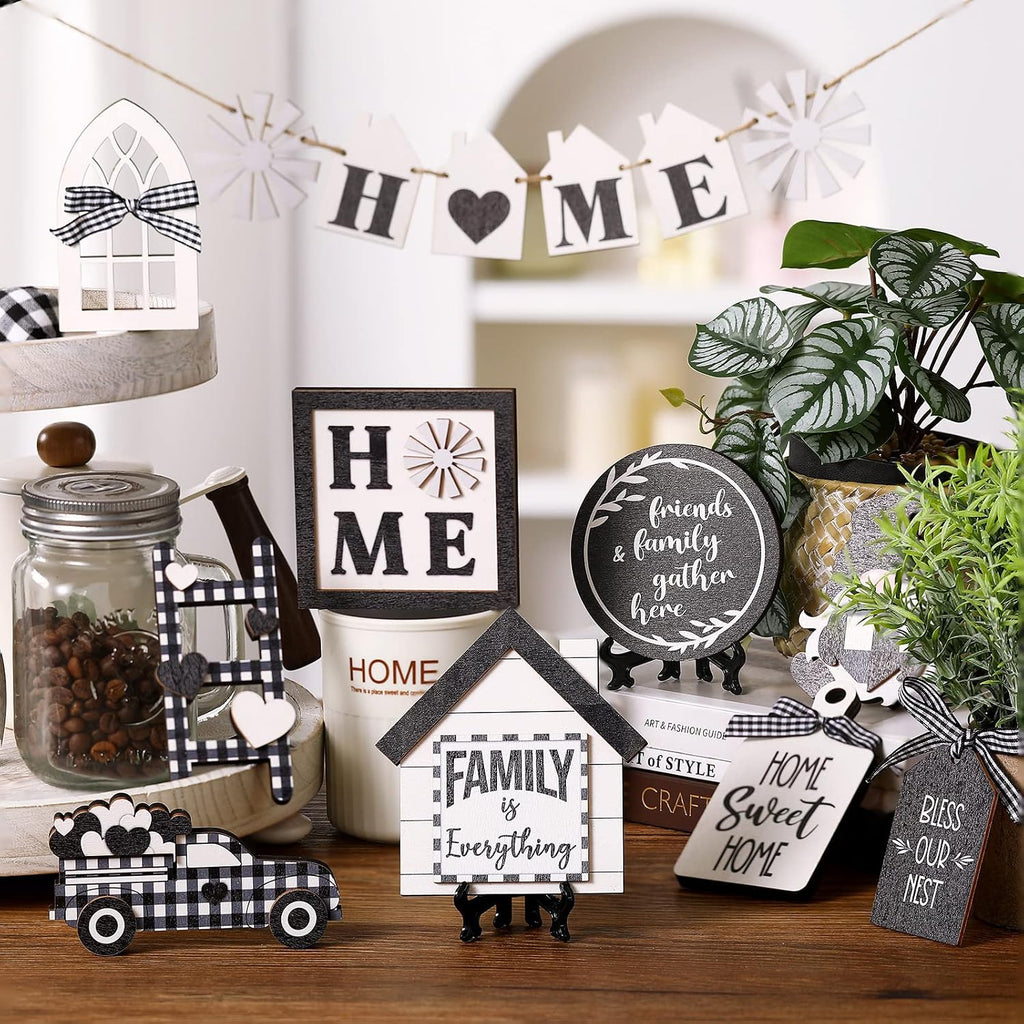 Summer Tiered Tray Decor Home Wooden Sign Set - Set of 15