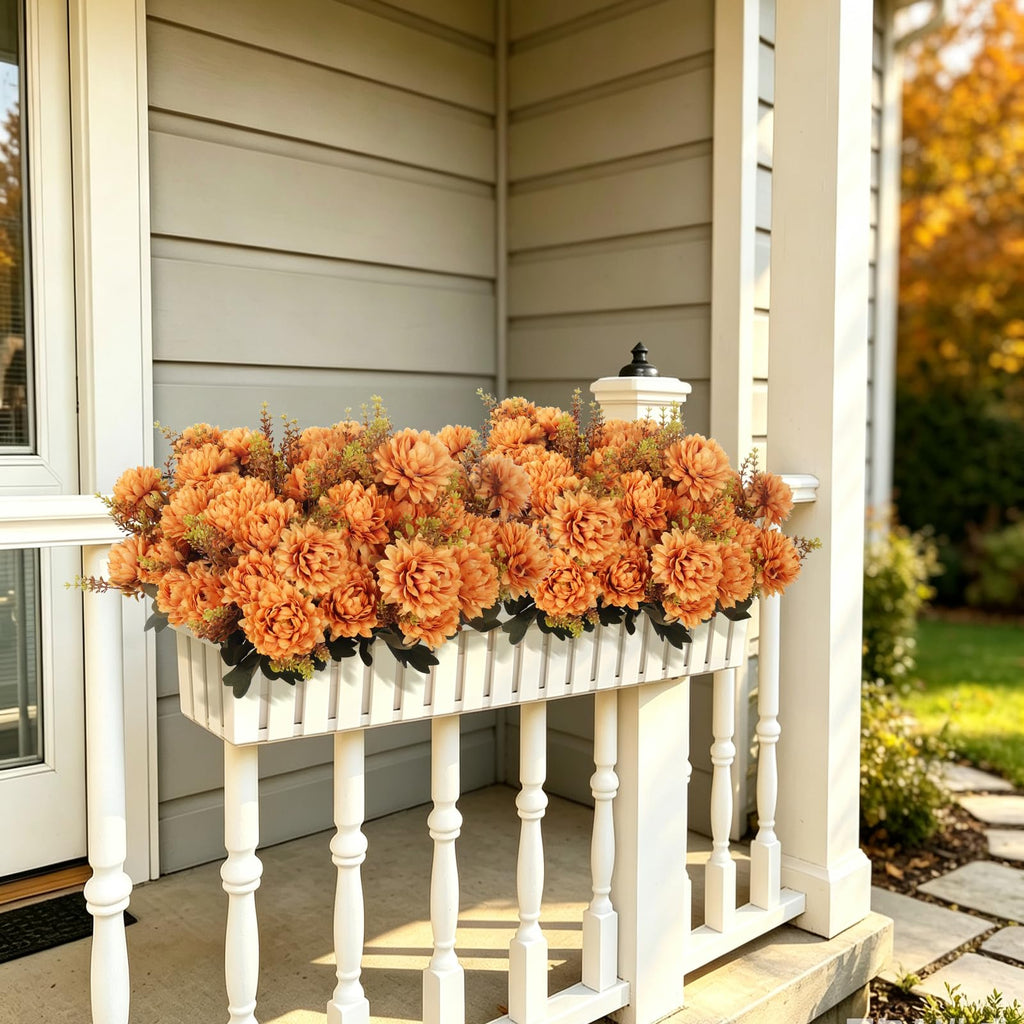 Artificial Fall Flowers Silk Chrysanthemums Faux Mums for Outdoors