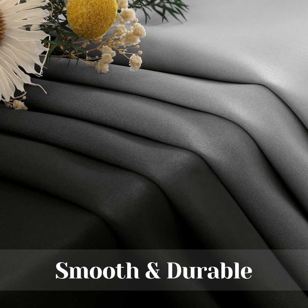 Black 100% Ombre Blackout Curtains, 52 X 84 Inches Long Room Darkening Gradient Light Blocking Thermal Insulated