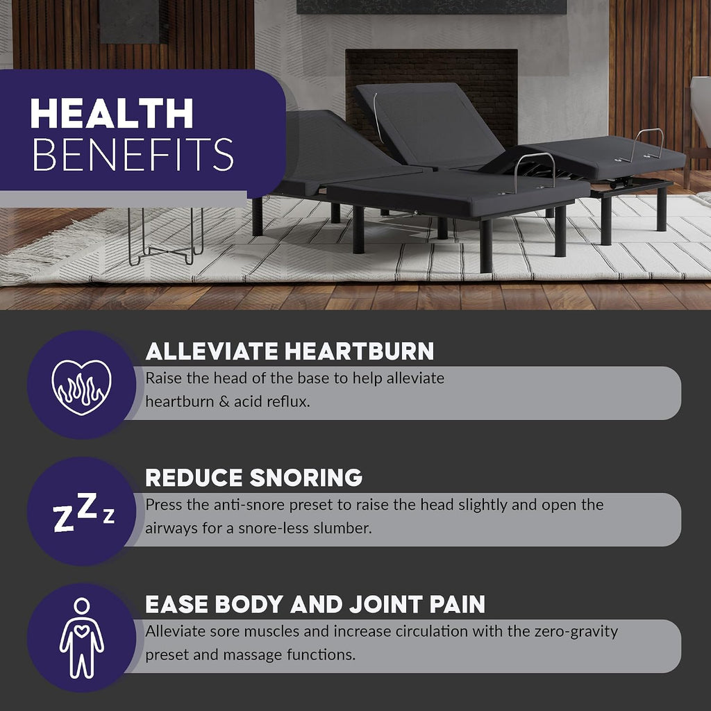 E6 Wall Glide Adjustable Bed Frame with Voice Control, Massage, USB, Nightlight, Anti-Snore, Zero Gravity, Wireless