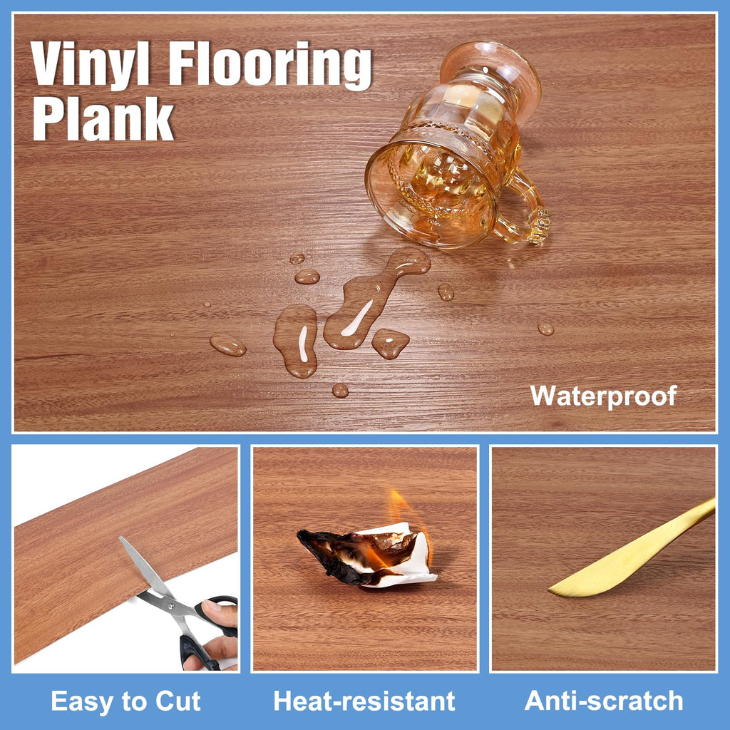 Yellow Peel and Stick Floor Tile Waterproof Vinyl Flooring Wood 32-Pack