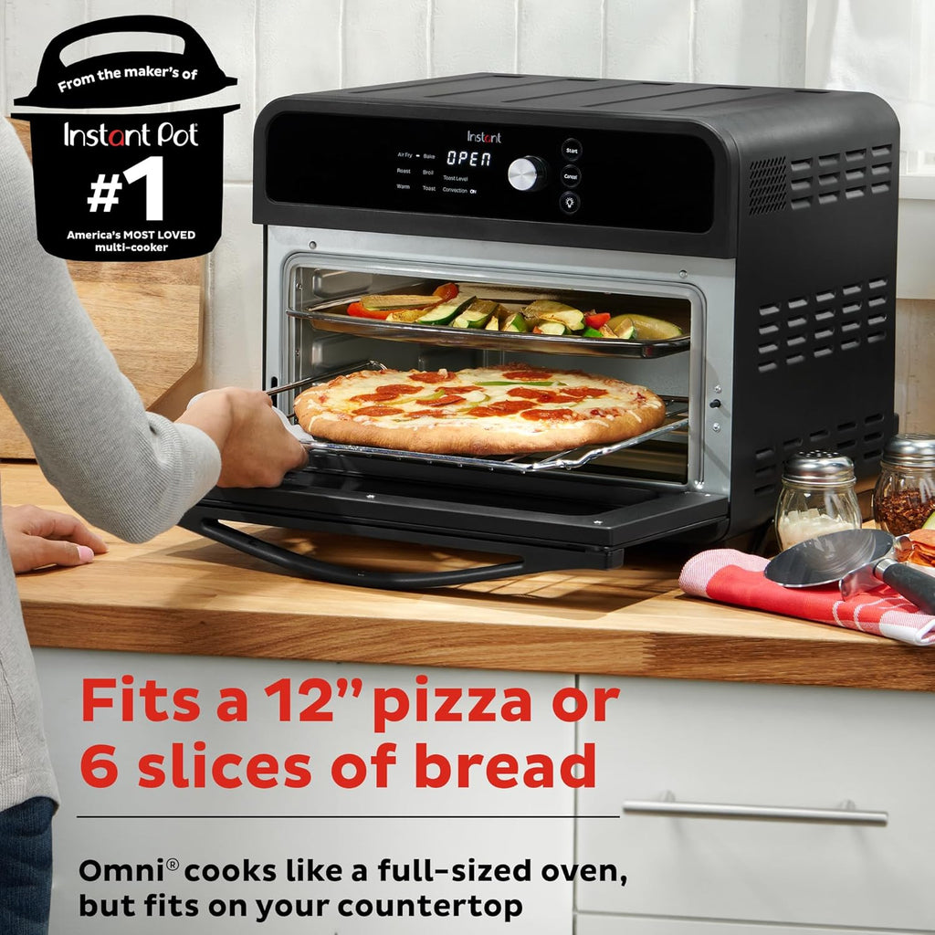 Omni 19QT/18L Toaster Oven Air Fryer, 7-in-1 Functions, Fits 12" Pizza, Crisps, Broils, Bakes, Roasts, Toasts, Warms