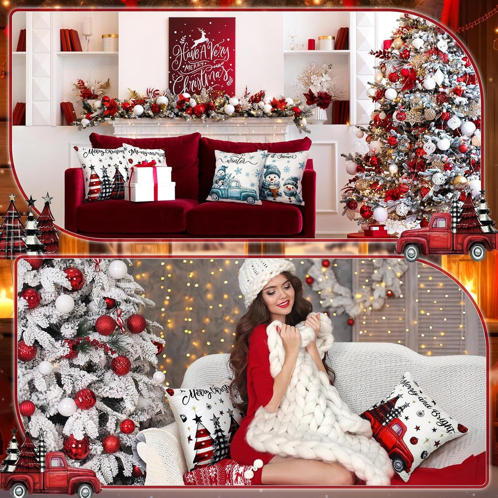 Holiday Pillow Covers 18x18 Inch Seasonal Throw Pillow Cover - Set of 20