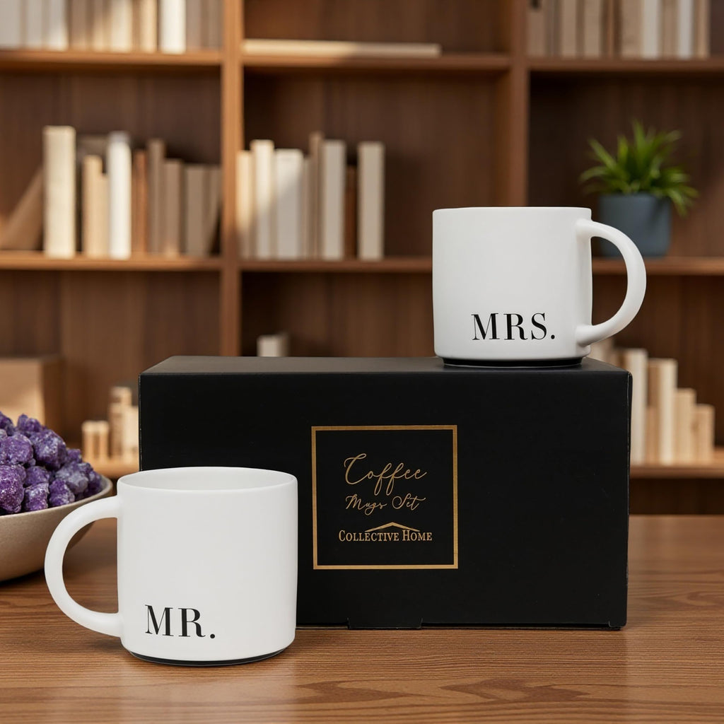 Wedding Gifts for Couples, Ceramic Mug Set, Mr and Mrs Gift, Ideal Gift for Bridal Shower (MR. & MRS.)