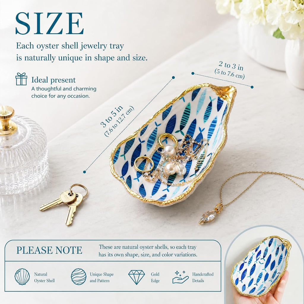 Oyster Shell Jewelry Dish Fish Pattern Ring Holder Tray