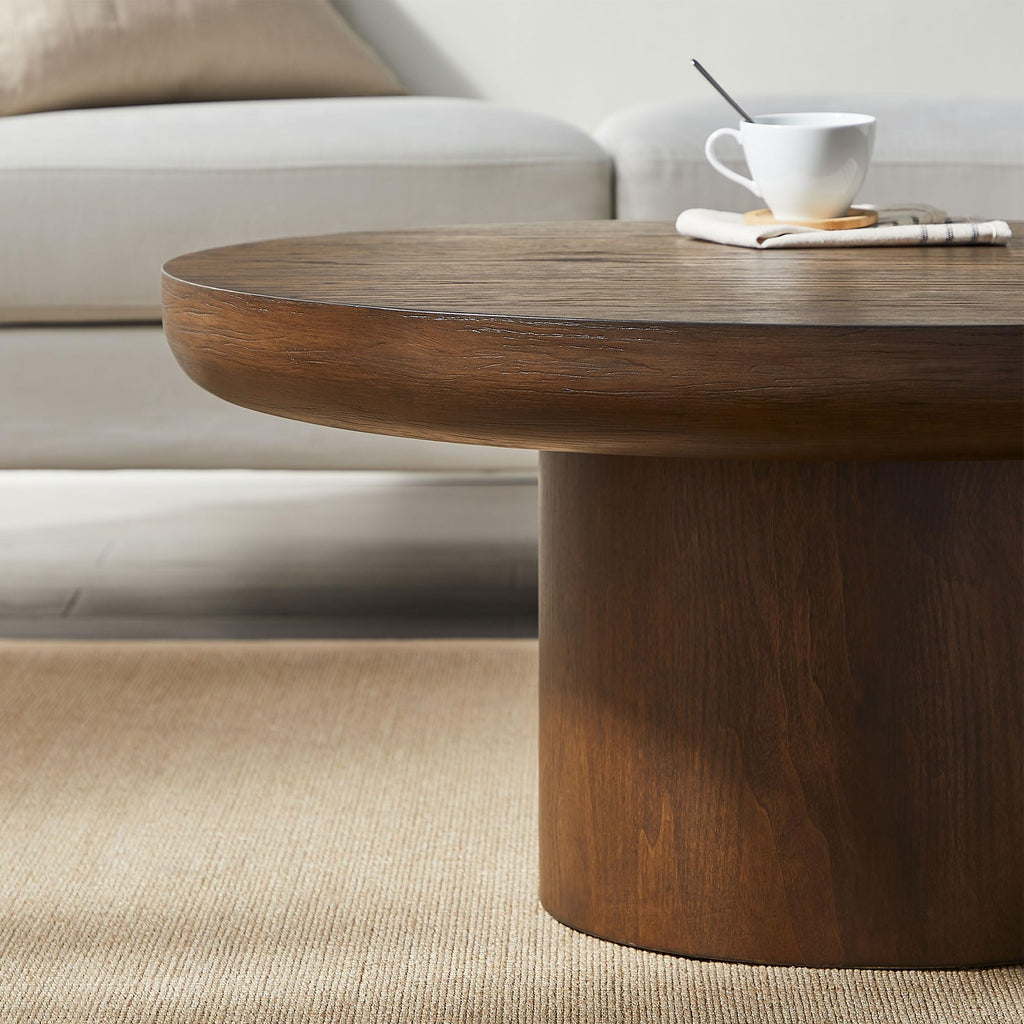 36" Round Coffee Table Solid Wood Coffee Table