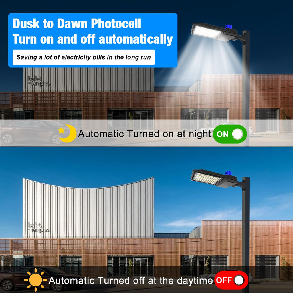 LED Parking Lot Light, 150W, 21, 5000K, Shoebox Light with Dusk to Dawn Photocell, Adjustable Arm Mount, IP66