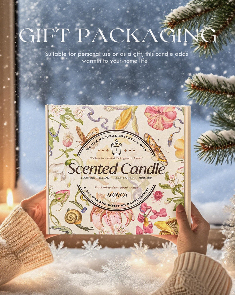 Holiday Candles Set for Women - 4 Pack Candles Scented, Aromatherapy with Crystals, 28 oz 200 Hour Long Lasting