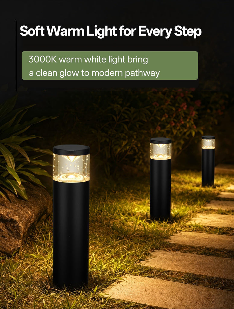 6Pack Low Voltage Bollard Landscape Lights, 12V Aluminum Path Light